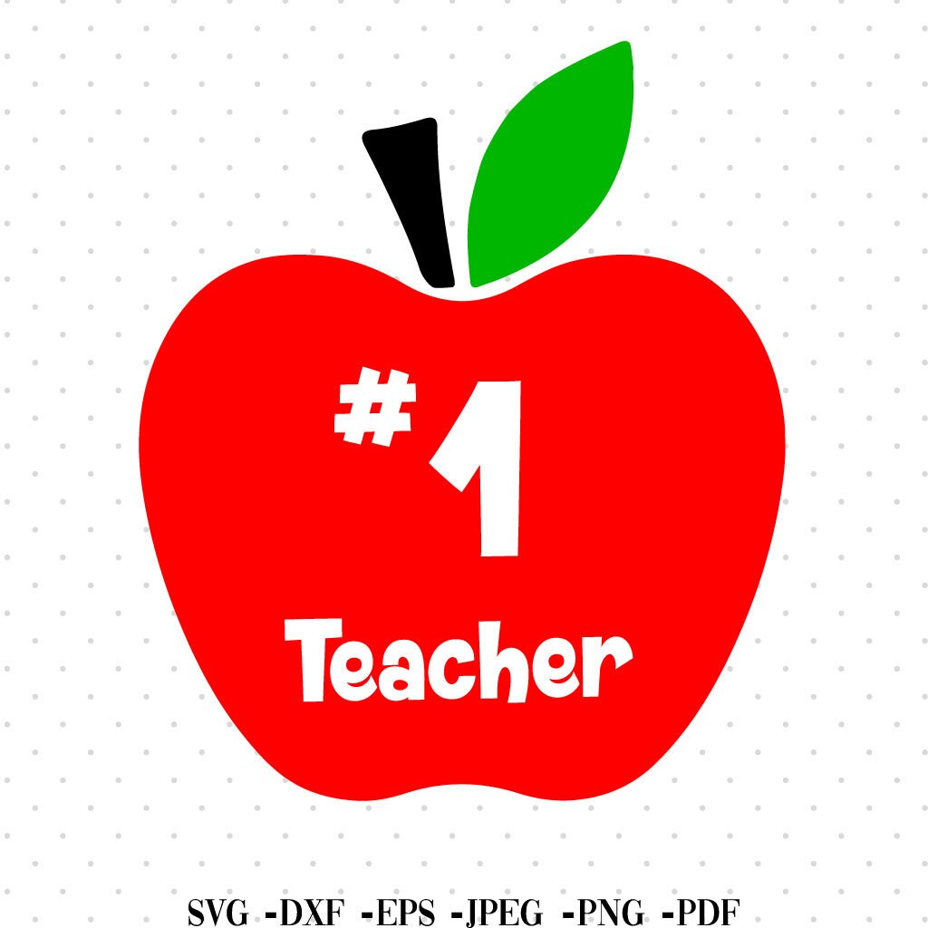 Download Apple Teacher Svg Apple Svg Teacher Number 1 Teacher Etsy