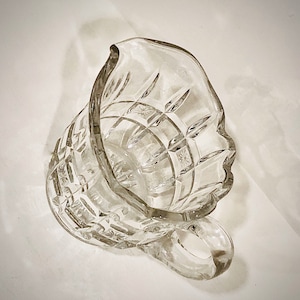 Waffle and Star Band CREAMER c 1910 VERONA (OMN) by Tarentum Glass Co.  (1894-1918), 3 1/2 inch tall pitcher Block and Star Spear Point