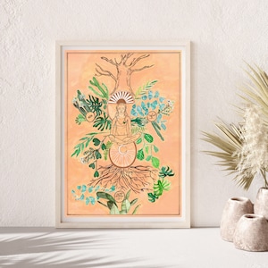 Lámina arte yoga / Obra arte yoga / Arte yoga / Arte pose yoga / Arte pared boho / Mujer yogui / Cartel yoga ilustrado / Yogui minimalista