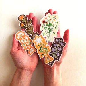 5 adesivi floreali, decalcomanie botaniche luminose, campanelli e ornamenti per laptop, regalo per gli amanti delle piante