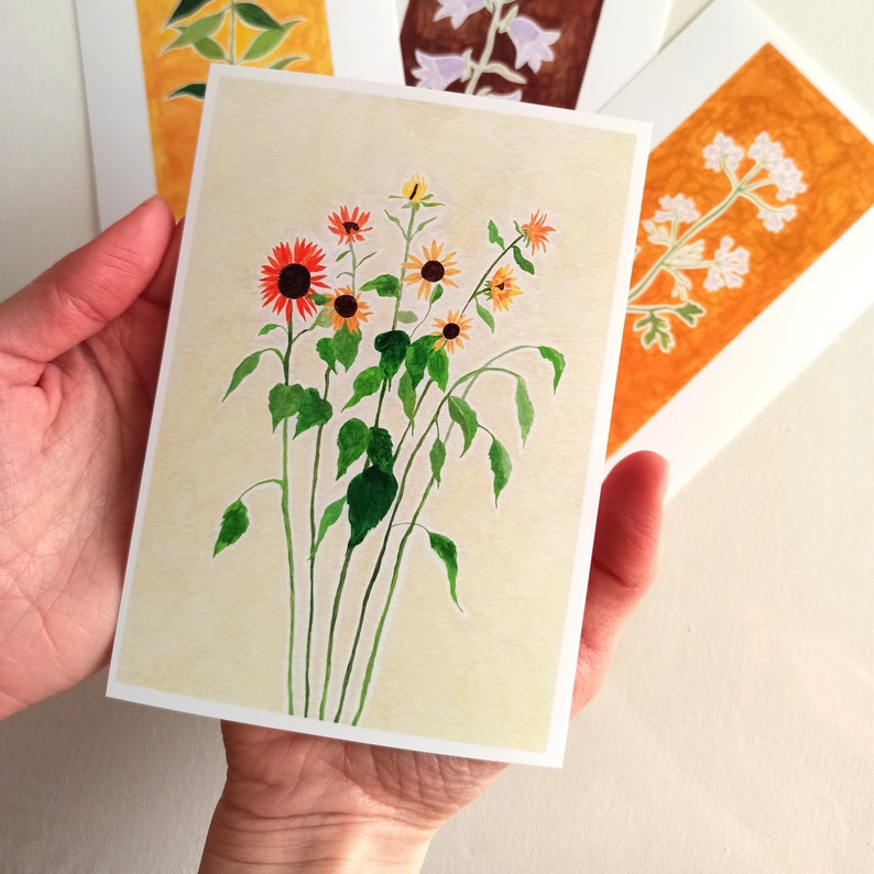 Floral Postcards Set Girasoles