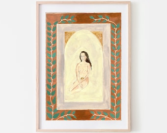 Simone the Grey Wall Painting Print, Naked Woman Wall Art, Sensual