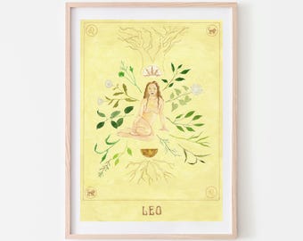 Impresión de Arte de Signo del Zodiaco Leo