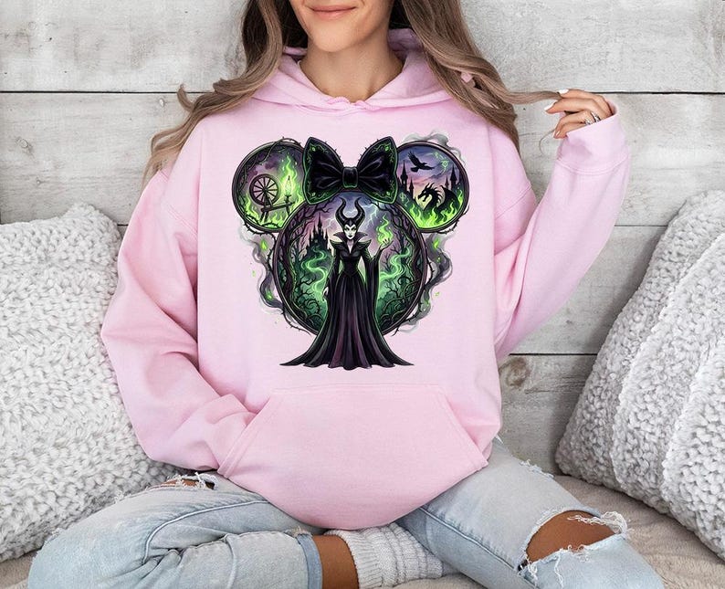 Maleficent Minnie Ears - Hoodie GD, Disney Sleeping Beauty Shirt, Evil Maleficent Tee, Disneyland Matching Shirt, Disney Villains image 4