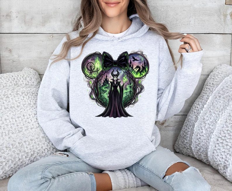Maleficent Minnie Ears - Hoodie GD, Disney Sleeping Beauty Shirt, Evil Maleficent Tee, Disneyland Matching Shirt, Disney Villains image 2