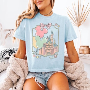 Disney Castle Musballonger - Boxig Crop T-shirt, Disney Castle T-shirt, Disney Tjejresa, Magisk Bästa Dagen Någonsin, Ariel Askungen Elsa Belle bild 3