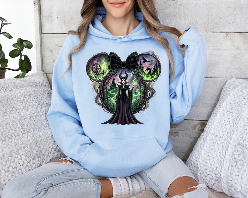 Maleficent Minnie Ears - Hoodie GD, Disney Sleeping Beauty Shirt, Evil Maleficent Tee, Disneyland Matching Shirt, Disney Villains image 3