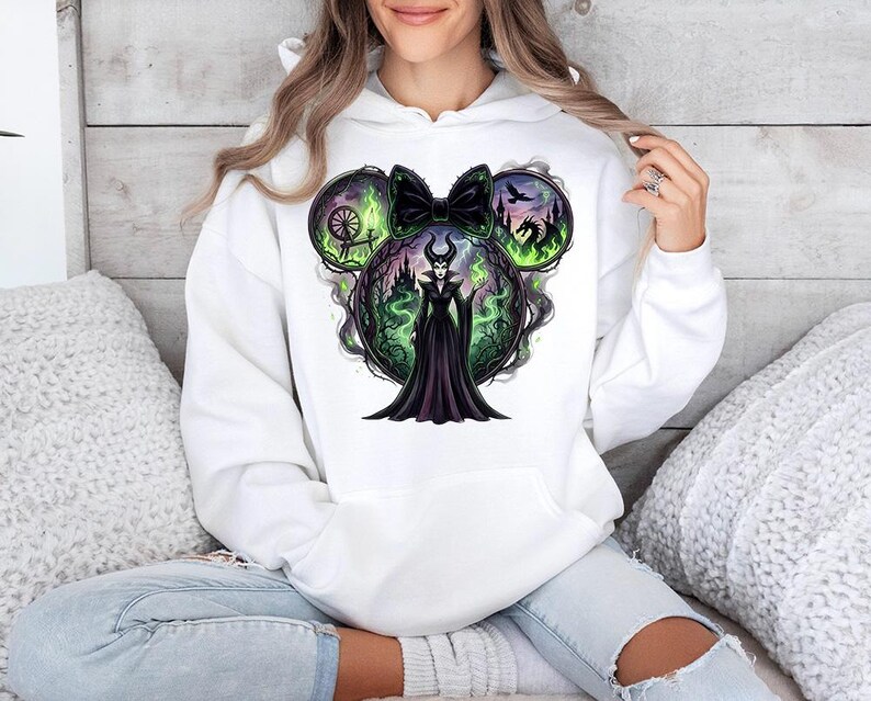 Maleficent Minnie Ears - Hoodie GD, Disney Sleeping Beauty Shirt, Evil Maleficent Tee, Disneyland Matching Shirt, Disney Villains image 7