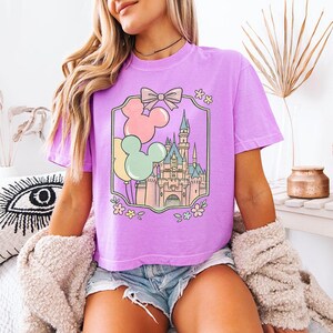 Disney Castle Musballonger - Boxig Crop T-shirt, Disney Castle T-shirt, Disney Tjejresa, Magisk Bästa Dagen Någonsin, Ariel Askungen Elsa Belle bild 9