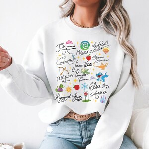 Princess Signatures - Sweatshirt GD, Disney Princess Cinderella Elsa Ariel Belle Rapunzel, Disney Girls Trip, Disney Matching shirts image 5
