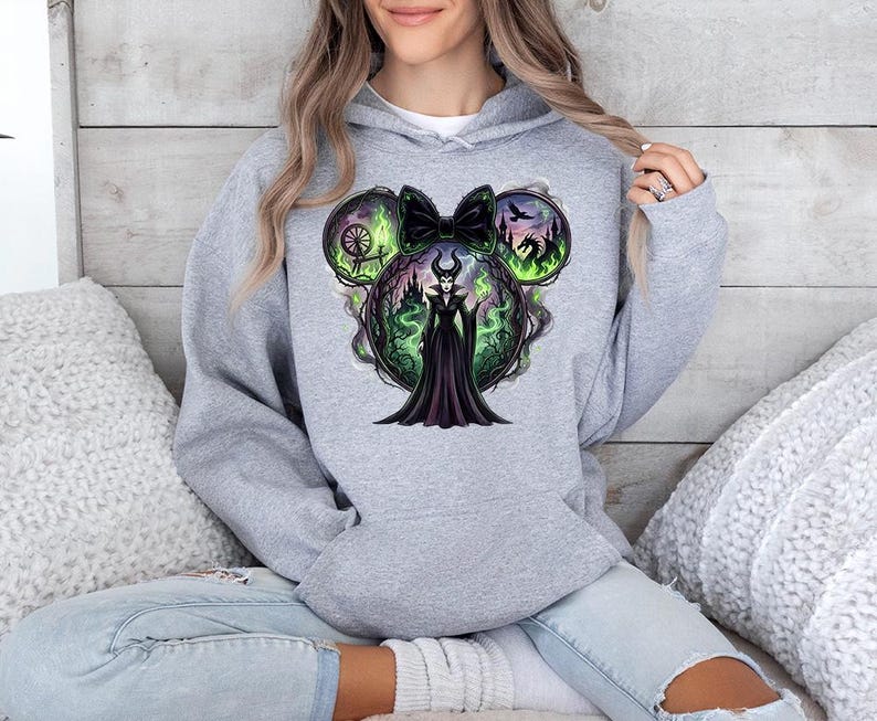 Maleficent Minnie Ears - Hoodie GD, Disney Sleeping Beauty Shirt, Evil Maleficent Tee, Disneyland Matching Shirt, Disney Villains image 6