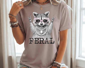Feral Raccoon Pearls - Comfort Colors, Cute Feral Raccoon Tee, Girls Raccoon T-Shirt, Chaos Mom, Raccoon Lover Tee, Summer Outfit