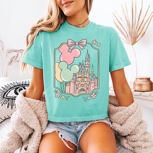 Disney Castle Musballonger - Boxig Crop T-shirt, Disney Castle T-shirt, Disney Tjejresa, Magisk Bästa Dagen Någonsin, Ariel Askungen Elsa Belle bild 6