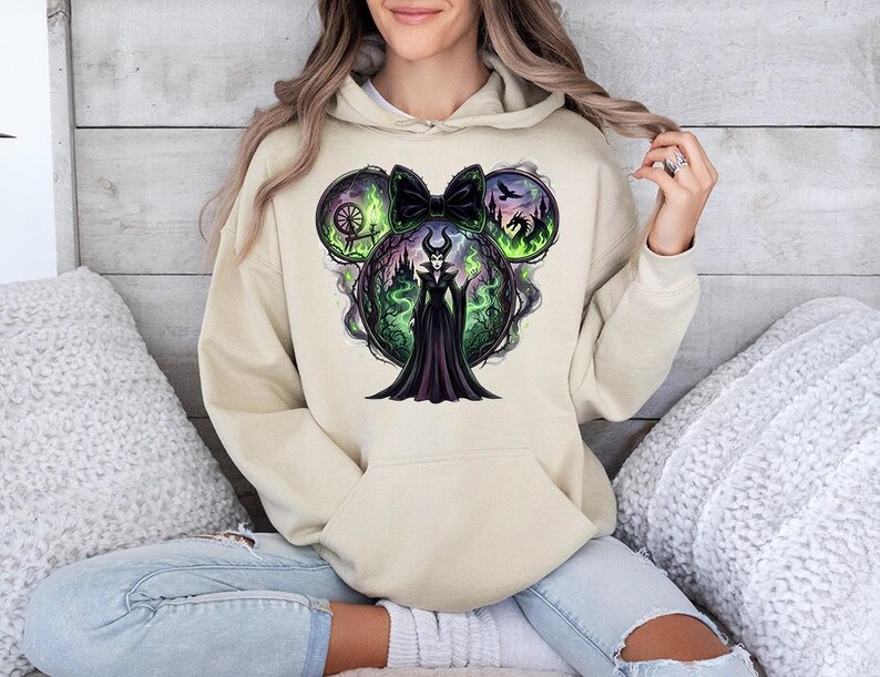 Maleficent Minnie Ears - Hoodie GD, Disney Sleeping Beauty Shirt, Evil Maleficent Tee, Disneyland Matching Shirt, Disney Villains image 5
