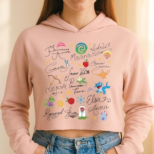 Princess Signatures - Hoodie GD, Disney Princess Cinderella Elsa Ariel Belle Rapunzel, Disney Girls Trip, Disney Matching shirts image 3