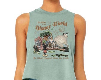 Vintage WDW Most Magical Place on Earth - Crop Racerback Tank, Disneyworld shirt, Best Day Ever, Disney Trip Shirt, Disney Matching shirts