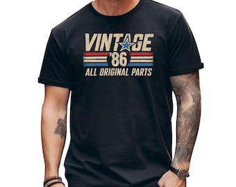 vintage 1986, toutes les pièces d'origine - couleurs confortables, t-shirt cadeau d'anniversaire, 40e anniversaire pour homme, t-shirt vintage 1986, 40e anniversaire, cadeau père