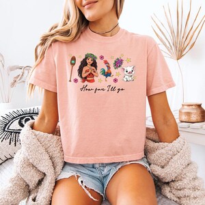 どこまで行くか - ボクシー クロップ T シャツ、ディズニー プリンセス モアナ シャツ、マウイ モアナ ヘイヘイとプア T シャツ、ディズニー お揃い T シャツ、ディズニー ガールズ トリップ 画像 6