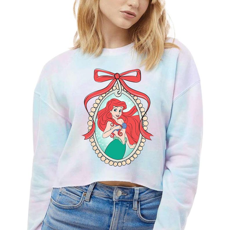 Princess Ariel Ribbon - Crop Sweatshirt, Mermaid Shirt, Disney Ariel Princes tee, Disney Girls Trip, Disney Princess Birthday Girl image 6