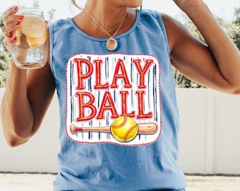 Play Softball - Comfort Colors Tank, Hit the Dang Ball, Softball Fan, Sports Mom Tee, Softball Game Trendy Softball Shirt, Tailgating Shirt