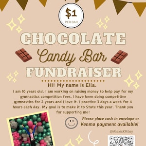 Editable Chocolate Bar Fundraiser Poster | Canva Template | School or Sports Team Fundraising Flyer