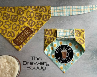 The Brewery Buddy • Tie on Dog Bandana • Personalized & Reversible