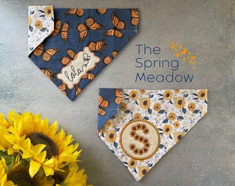 The Spring Meadow • Over The Collar Dog Bandana • Personalized & Reversible