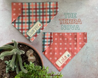 The Terra Nova • Plaid Over The Collar Dog Bandana • Personalized & Reversible