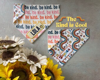 The Kind Is Cool • Over The Collar Dog Bandana • Personalized & Reversible