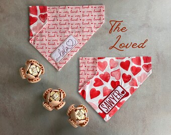 The Loved • Valentine's Day Over The Collar Dog Bandana • Personalized & Reversible