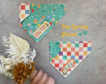 The Spring Bloom • Over The Collar Dog Bandana • Personalized & Reversible