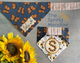 The Spring Meadow • Tie On Dog Bandana • Personalized & Reversible