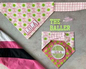 The Baller • Pink Edition • Tie On Dog Bandana • Personalized & Reversible