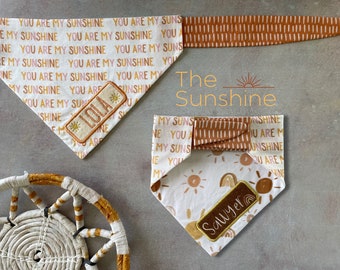The Sunshine • Tie On Dog Bandana • Personalized & Reversible