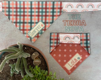 The Terra Nova •  Plaid Tie On Dog Bandana • Personalized & Reversible