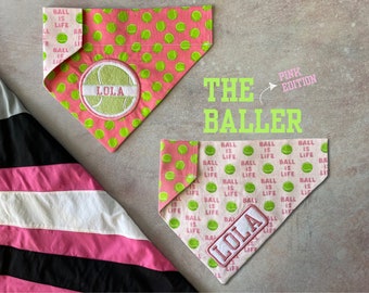 The Baller • Pink Edition •  Over The Collar Dog Bandana • Personalized & Reversible