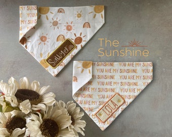 The Sunshine • Over The Collar Dog Bandana • Personalized & Reversible