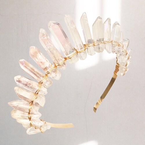 Clear Quartz Crystal Crown Fairy Crown Boho Bridal Crown Etsy Australia
