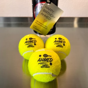 3 Pack Custom Tennis Balls - Personalized Tennis Party Gift - PRINTED INK - No decals/vinyl/heat press - Corporate Events & Fast Turnaround