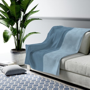 Winter Throw Blanket - Two-Tone Chunky Blue Stripe - Cozy Blanket - One Side Print
