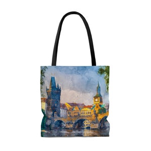 Tote Bag - Watercolor Europe, Italy, France, Germany City Design - Reusable Grocery Bag, Beach Bag
