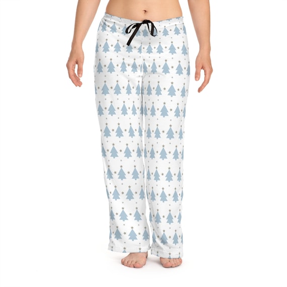 Women's Pajama Pants Blue Winter Christmas Trees Relaxed Lounge