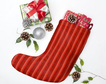 Checkerboard Christmas Stocking - Red & Green Print Stocking