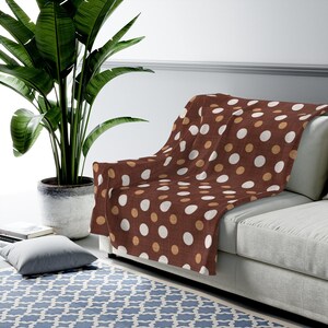 Couverture d’hiver - Brown Polka Dot Plaid Print - Cozy Blanket - One Side Print
