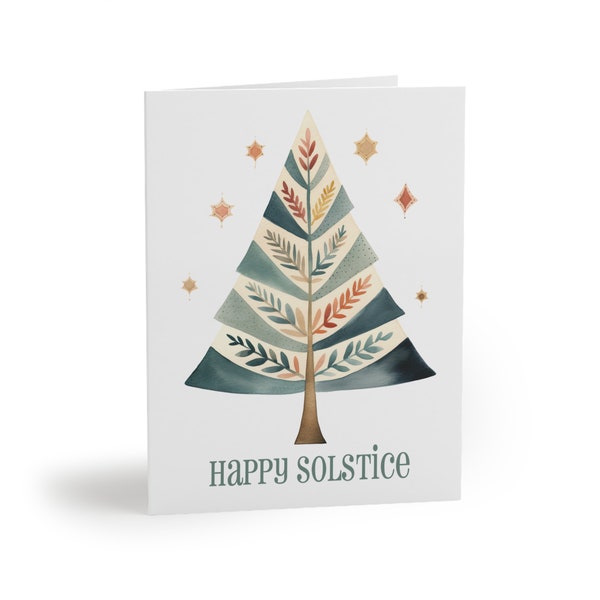 Happy Solstice Tree Holiday Cards (4.25" x 5.5'') - Pack of 8, 16, or 24 - Secular, Atheist Greeting Cards