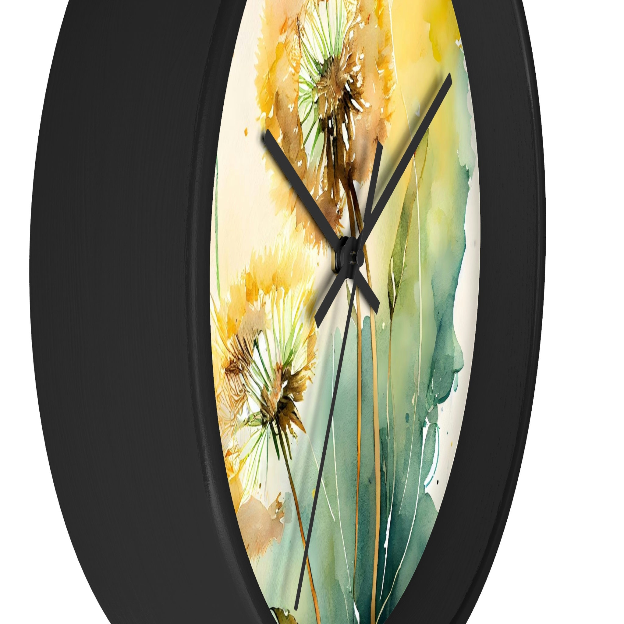 Round Wall Clock Watercolor Dandelions Design Modern, Contemporary 10 ...