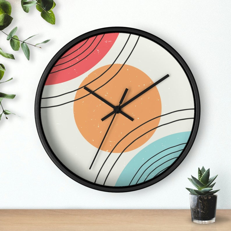 Abstract Geometric Wall Clock - Mid Century Modern 10" Silent Clock - Etsy