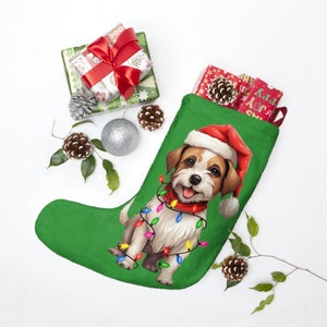 Jack Russell Terrier Christmas Stocking - Dog Holiday Stocking for Gifts and Mantle Hanging