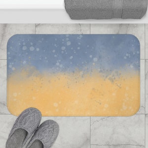 Bath Mat - Watercolor, Pastels, Beachy, Yellow and Blue - Bathub or Shower Mat