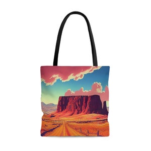 Tote Bag - Retro Desert Landscape, Arizona, Nevada, Utah - Reusable Grocery Bag, Beach Bag